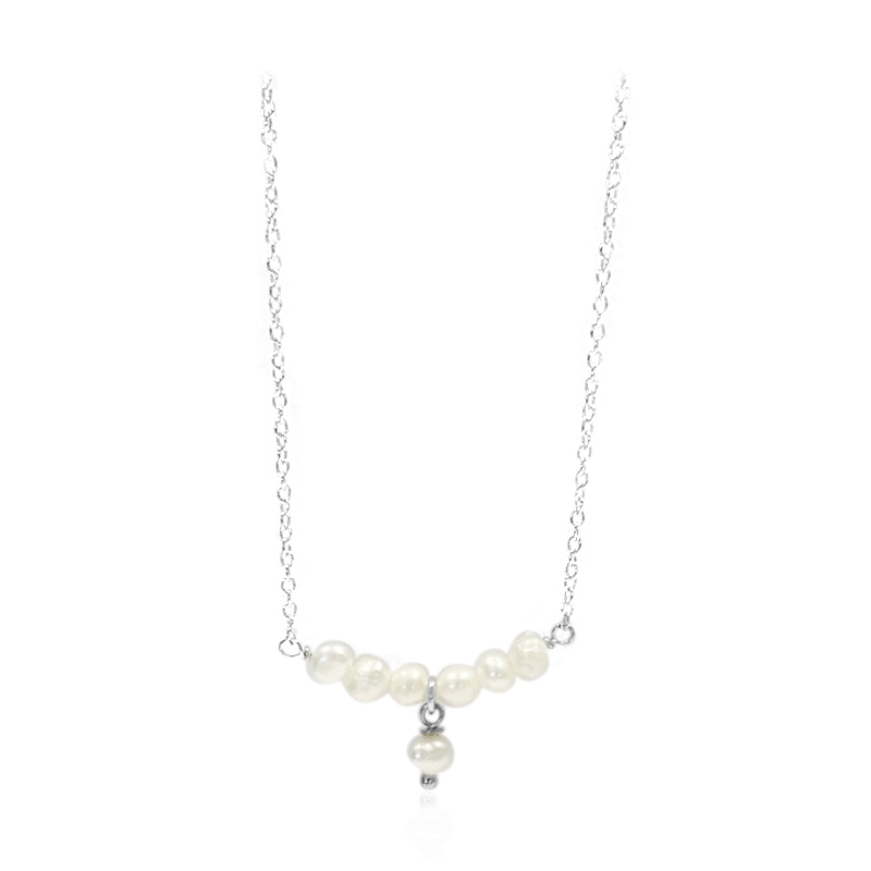 Weiße Süßwasserzuchtperlen-Silbercollier (Joias do Paraíso)