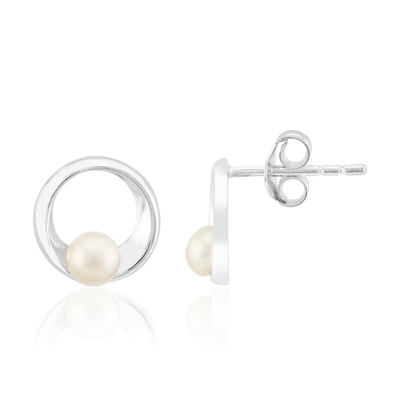 Weiße Süßwasserzuchtperlen-Silberohrringe