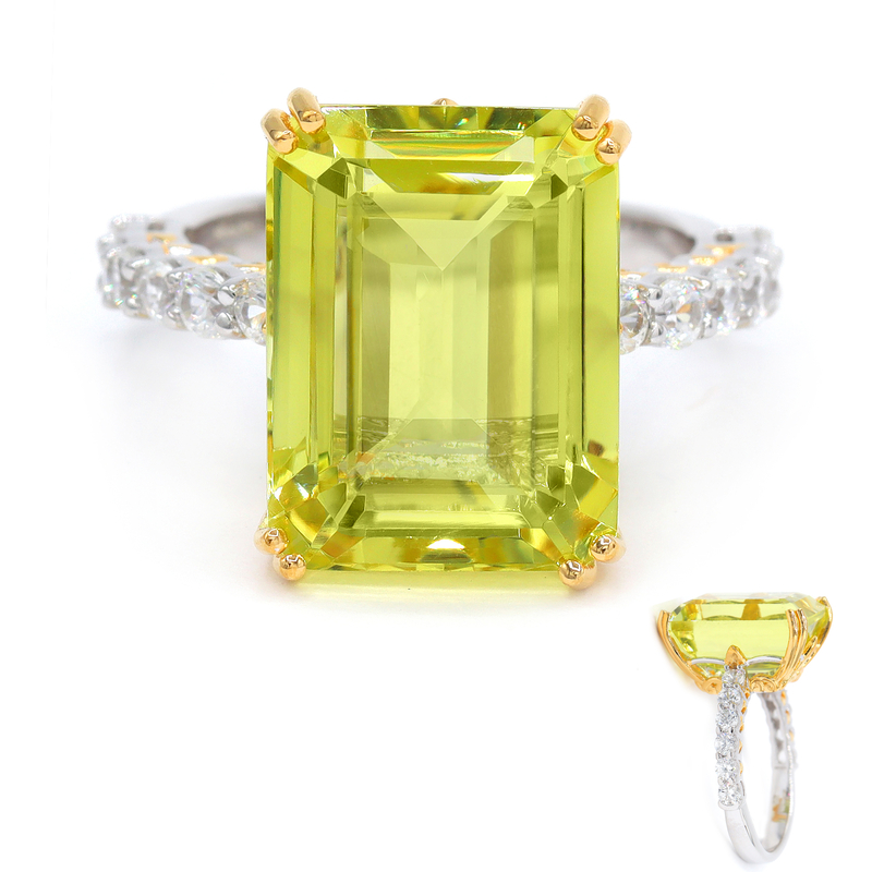 Ouro Verde-Quarz-Silberring (Gems en Vogue)
