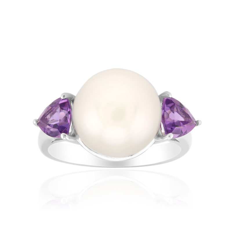 Weiße Süßwasserzuchtperlen-Silberring (Michelle Albala)