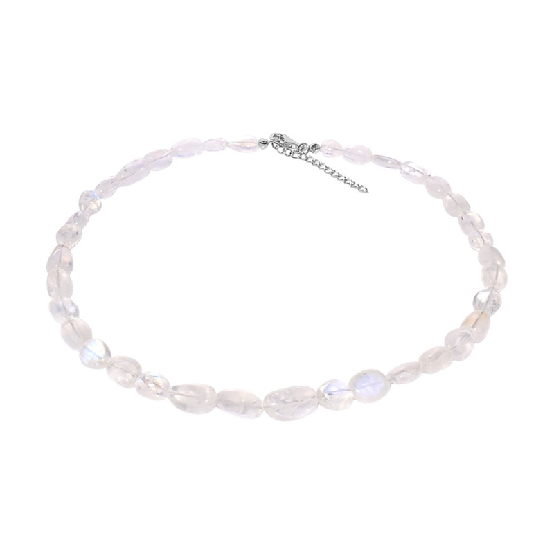 Regenbogen-Mondstein-Silberhalskette