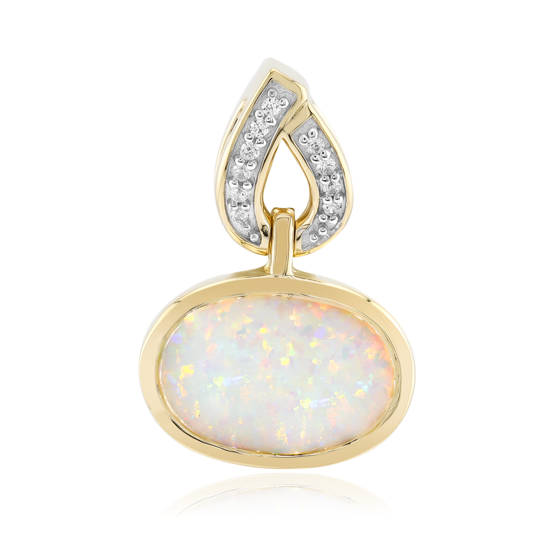 Brasilianischer Weißer Opal-Goldanhänger Brasilianischer Weißer Opal-Goldanhänger