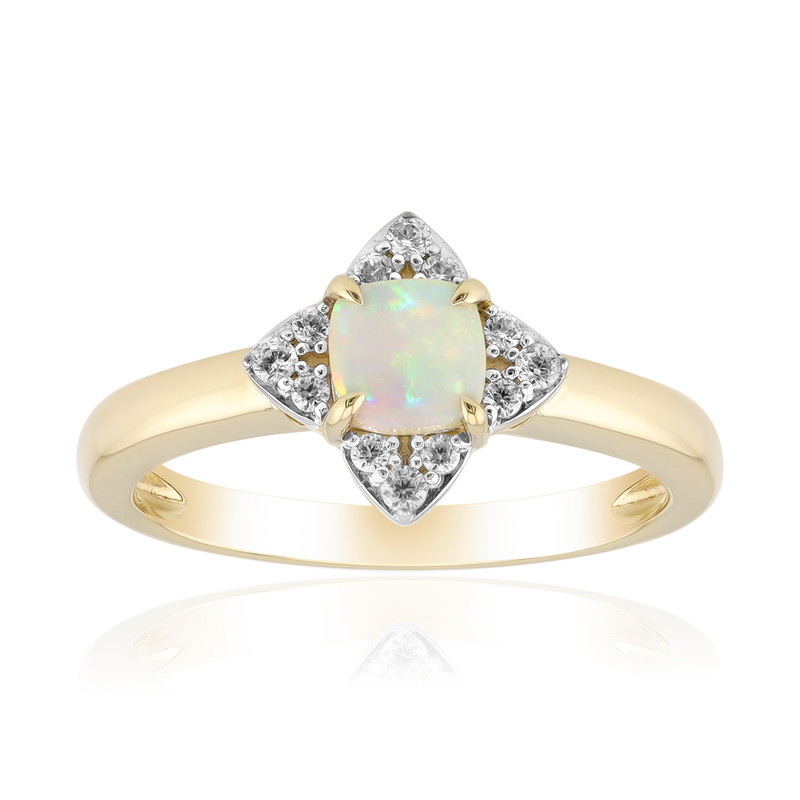 Brasilianischer Weißer Opal-Goldring Brasilianischer Weißer Opal-Goldring