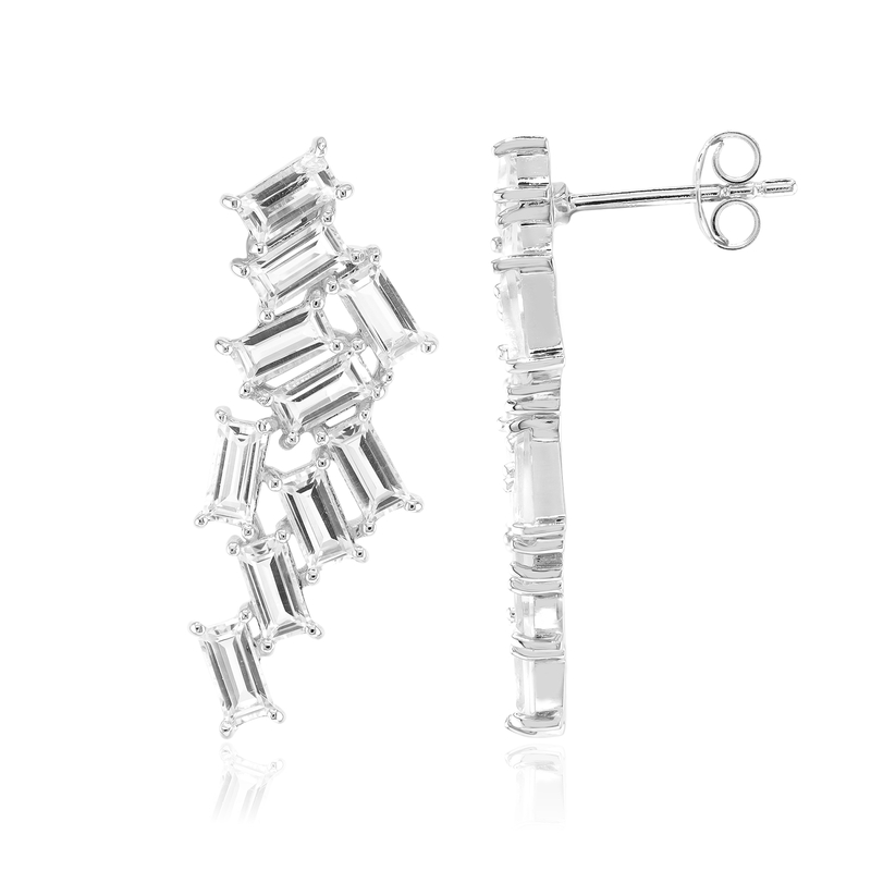 Weißer Topas-Silberohrringe