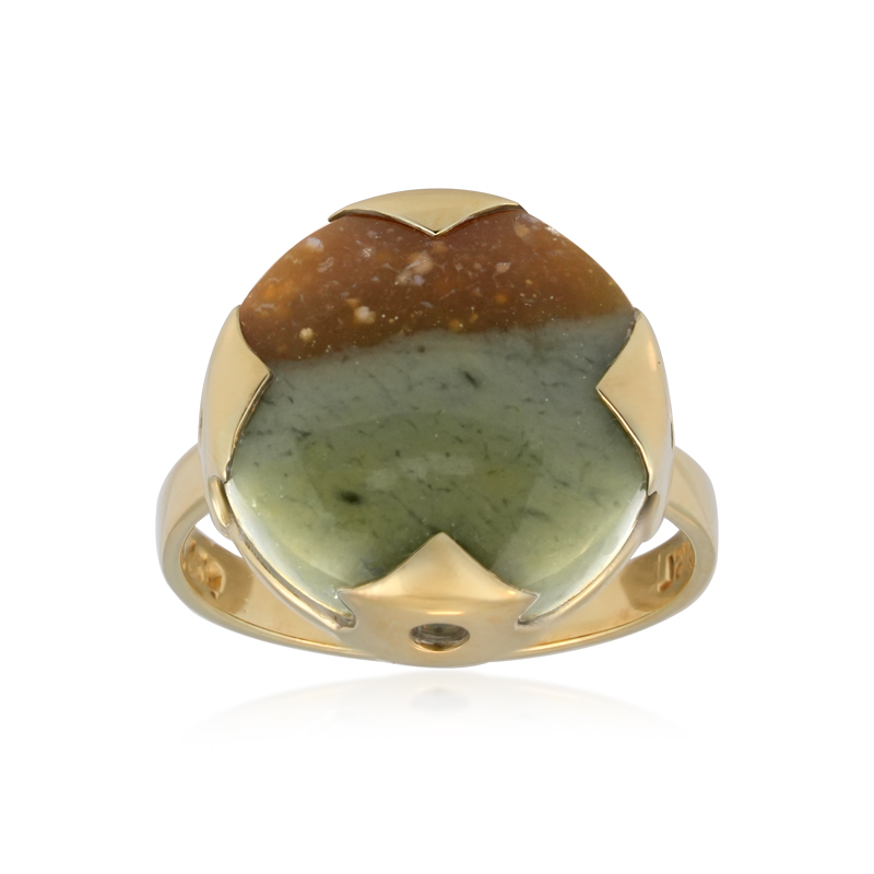 Versteinertes Holz-Silberring (Bali Barong)