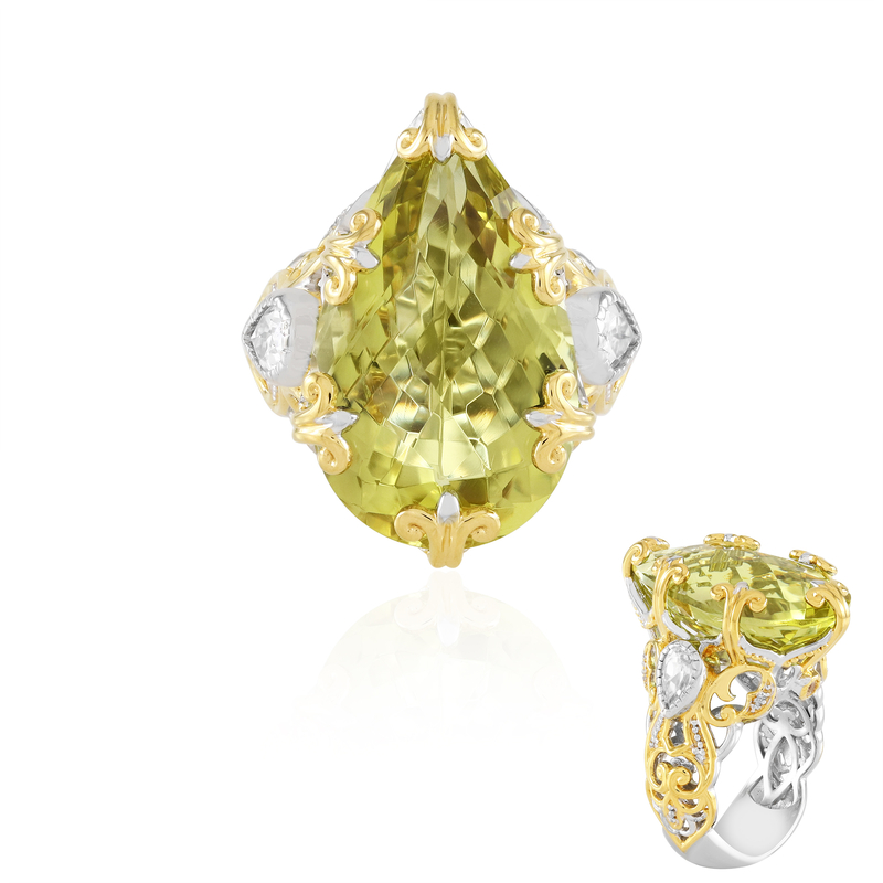 Ouro Verde-Quarz-Silberring (Gems en Vogue)
