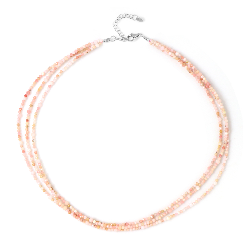 Pinkfarbener Opal-Silberhalskette