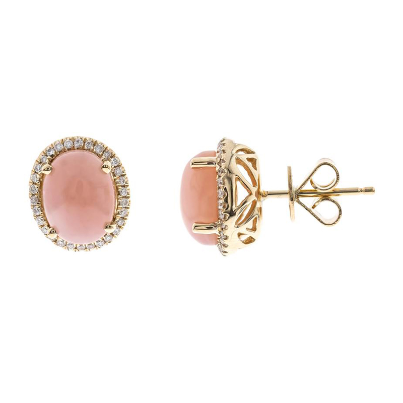 Pinkfarbener Opal-Goldohrringe (CIRARI)