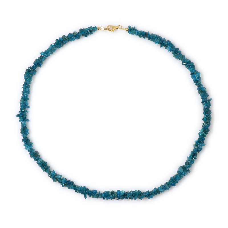 Neonblauer Apatit-Silberhalskette