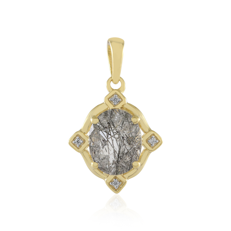 Schwarzer Rutilquarz-Silberanhänger