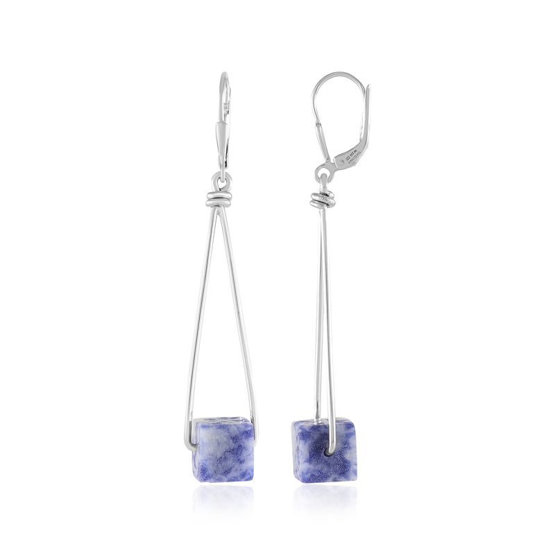 Sodalith-Silberohrringe (MONOSONO COLLECTION)