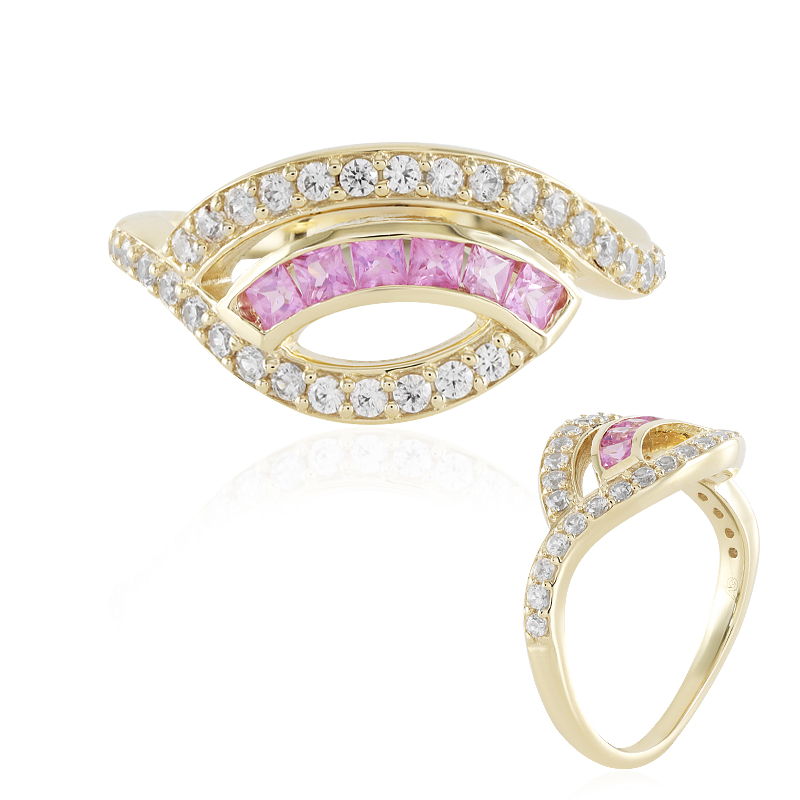 Pinkfarbener Ceylon-Saphir-Goldring (Adela Gold)