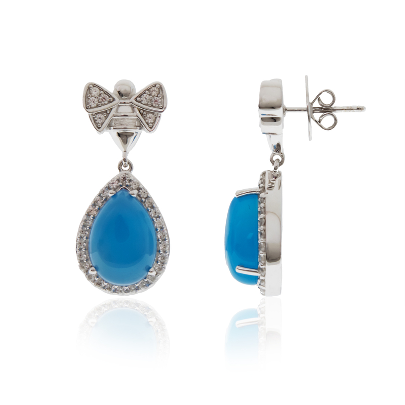 Blauer Chalzedon-Silberohrringe (Dallas Prince Designs)