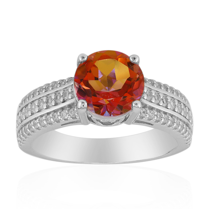 Pfirsichfarbener Mystik-Quarz-Silberring