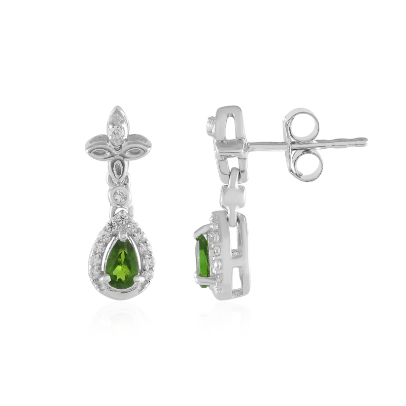 Russischer Diopsid-Silberohrringe