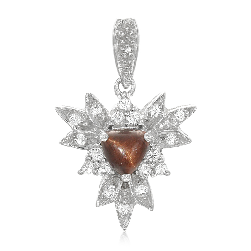 Rotes Tigerauge-Silberanhänger