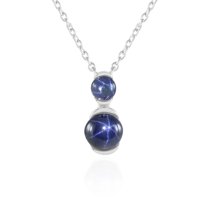 Blauer Stern-Saphir-Silbercollier
