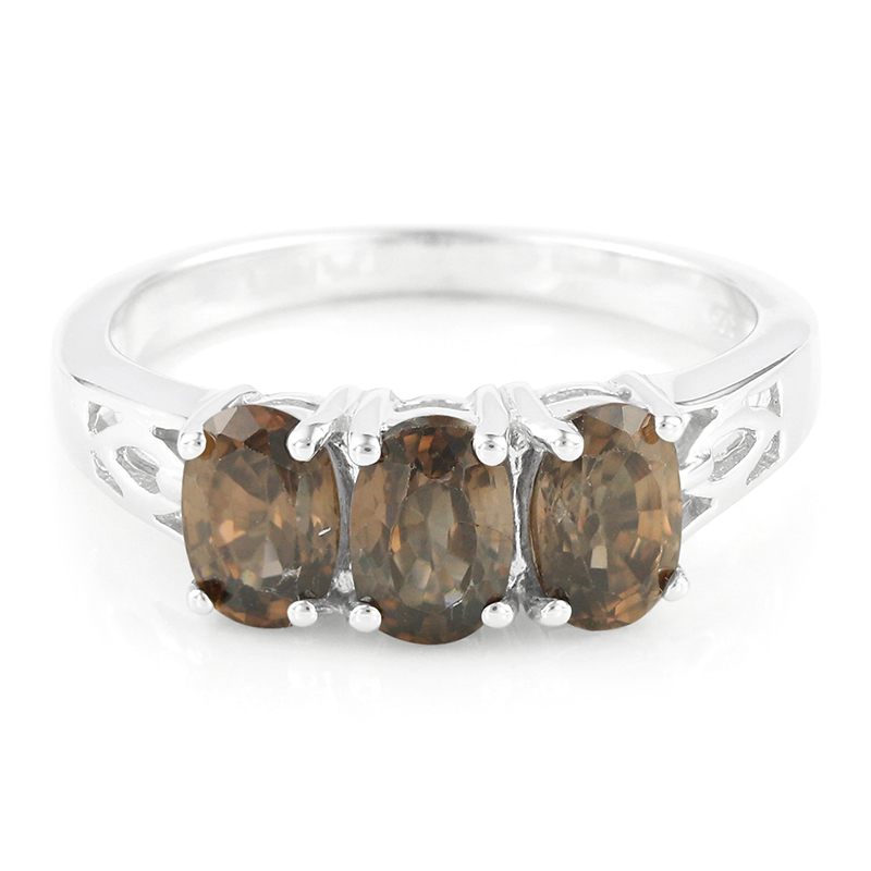 Zimt-Zirkon-Silberring