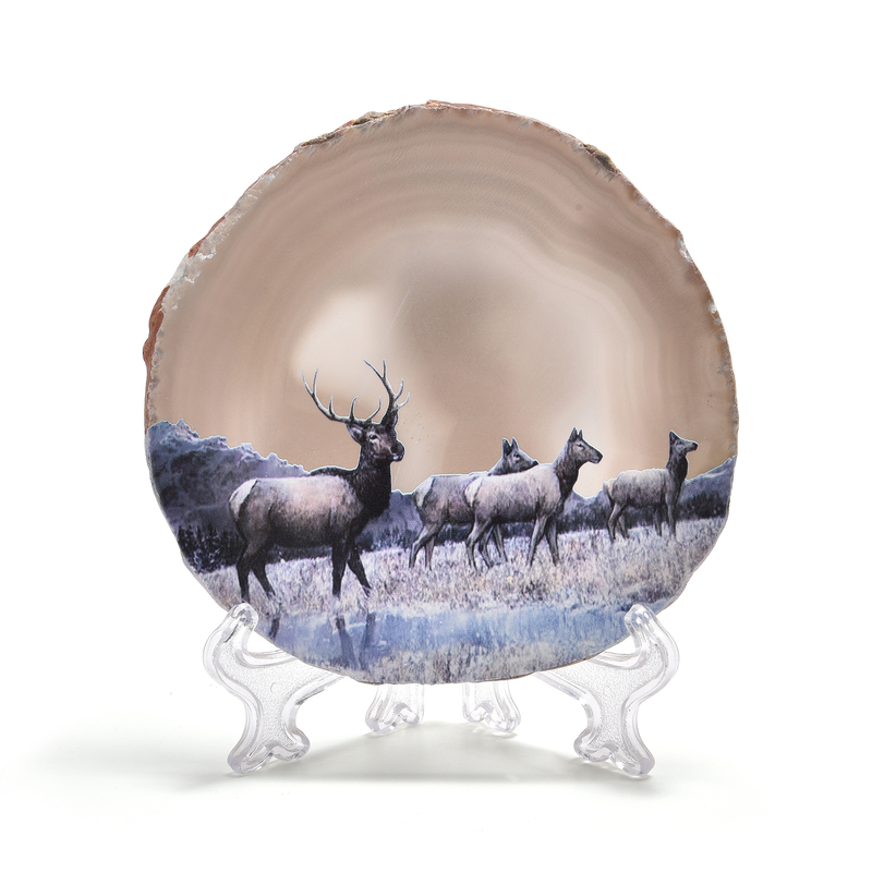 Grauer Achat-Scheibe Hirsch