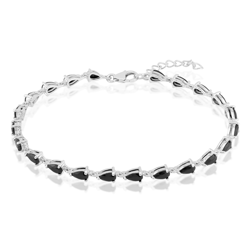 Schwarzer Spinell-Silberarmband