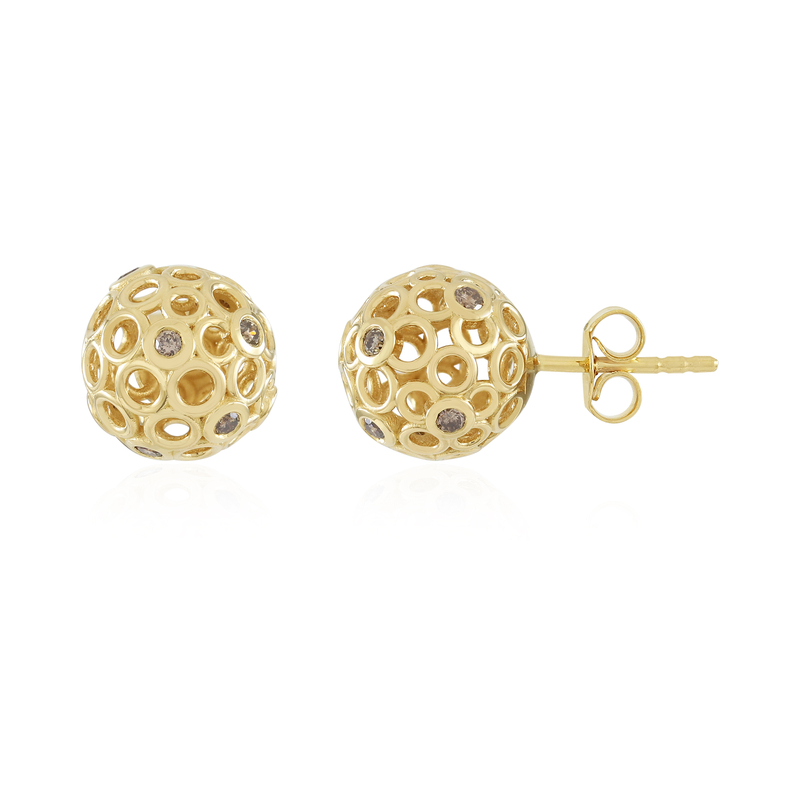 I2 Champagner-Brillant-Silberohrringe (Ornaments by de Melo)