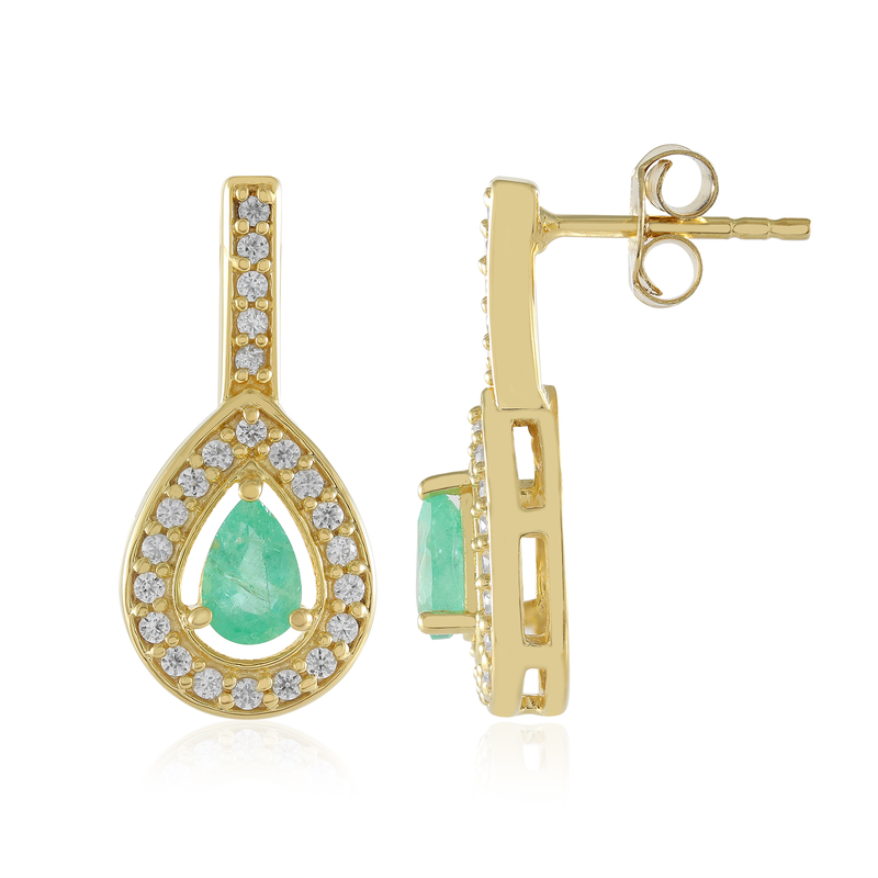 Russischer Smaragd-Silberohrringe