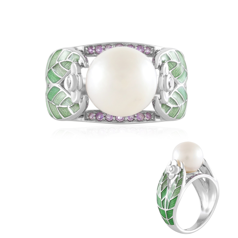 Weiße Süßwasserzuchtperlen-Silberring (Adela Silber)