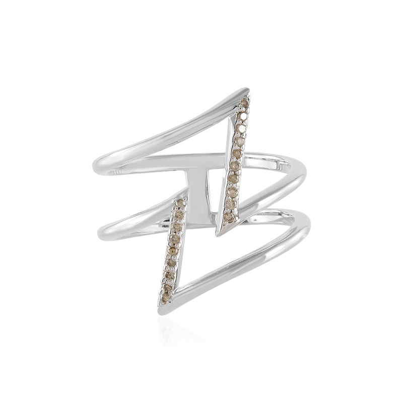 I3 Champagner-Brillant-Silberring (de Melo)