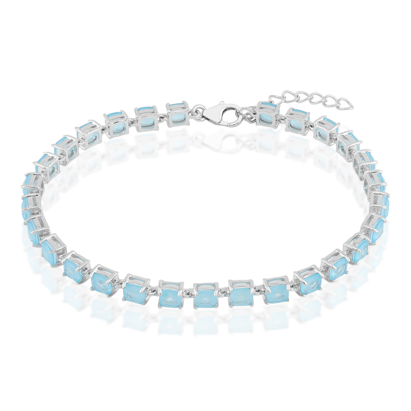 Blauer Pastell-Quarz-Silberarmband