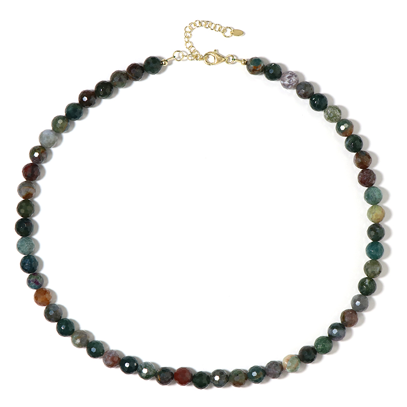 Moosachat-Silberhalskette