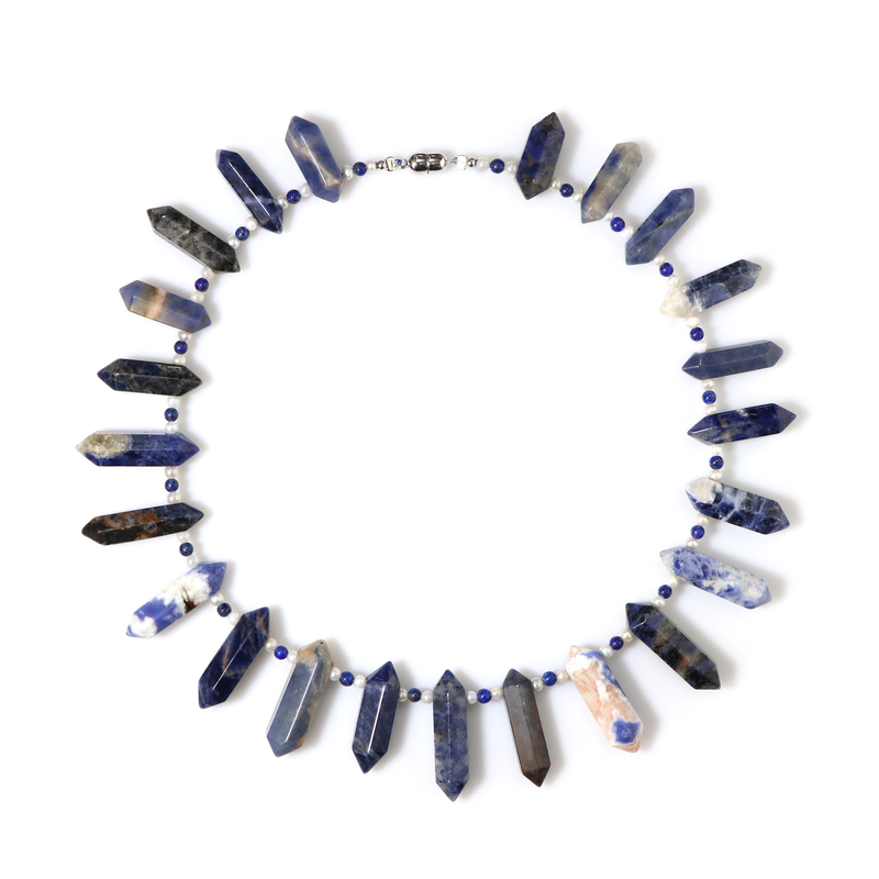 Sodalith-Silberhalskette (Riya) Sodalith-Silberhalskette (Riya)