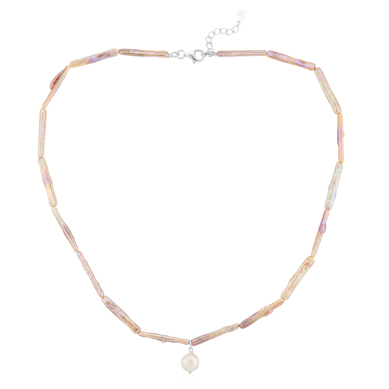 Keshi-Perlen-Silbercollier (TPC) Keshi-Perlen-Silbercollier (TPC)