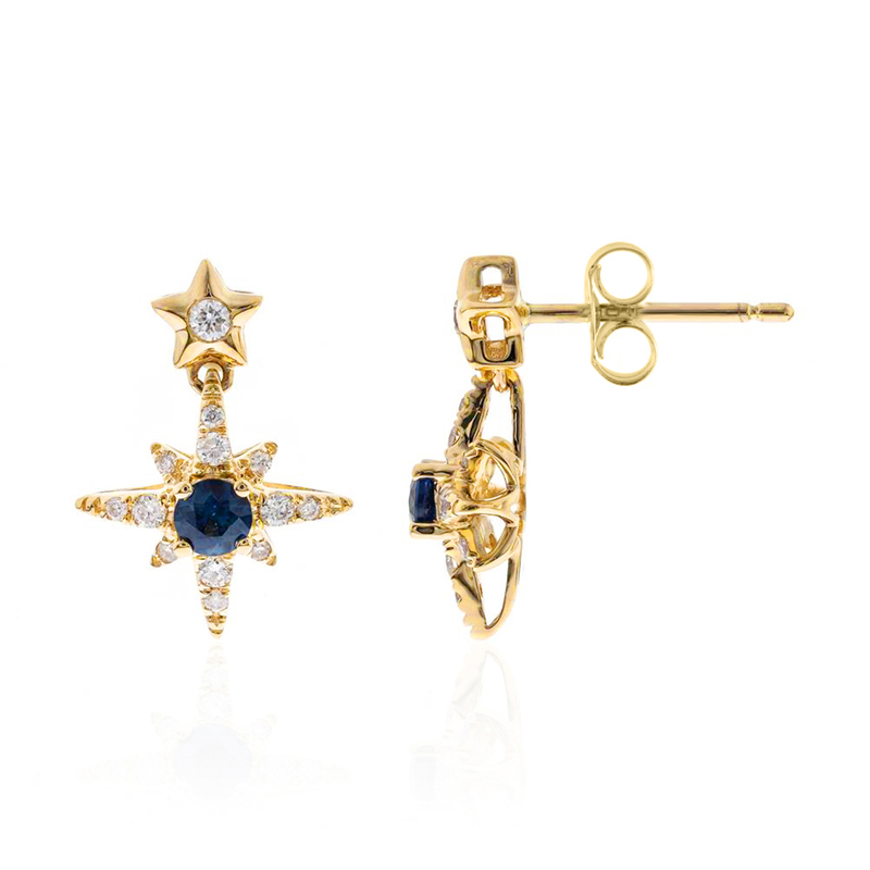 Blauer Ceylon-Saphir-Goldohrringe