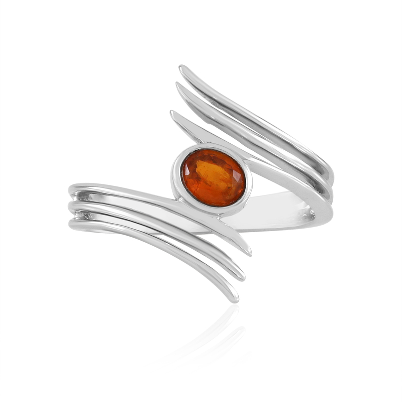 Oranger Kyanit-Silberring - Farbe: Orange