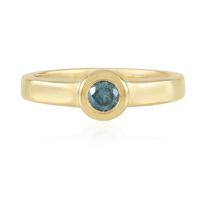 Blauer I2 Brillant-Silberring