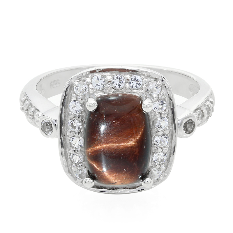 Rotes Tigerauge-Silberring