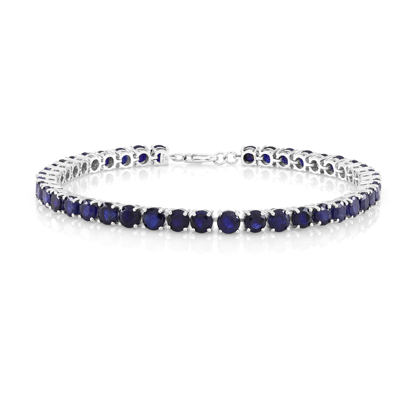 Blauer Madagaskar-Saphir-Silberarmband
