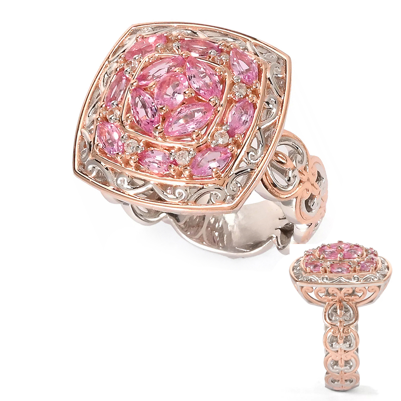 Pinkfarbener Saphir-Silberring (Gems en Vogue) Pinkfarbener Saphir-Silberring (Gems en Vogue)