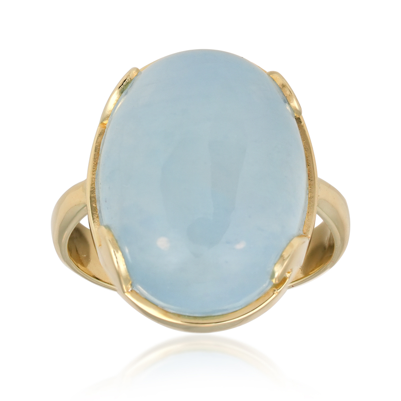 Brasilianischer Aquamarin-Silberring (Bali Barong)