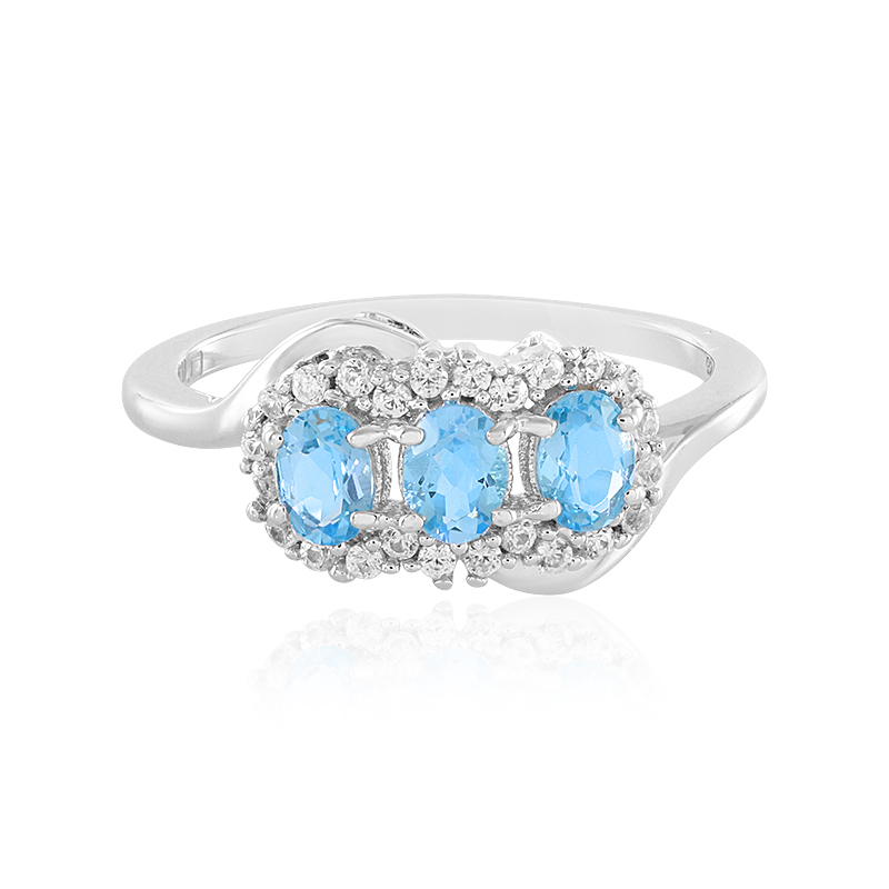 Schweizblauer Topas-Silberring Schweizblauer Topas-Silberring