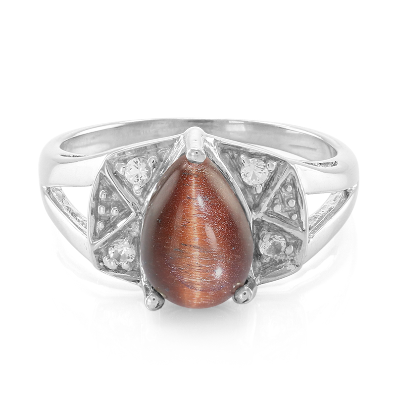 Rotes Tigerauge-Silberring