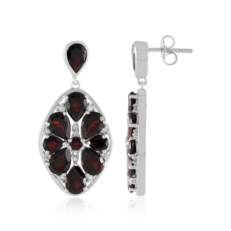 Mosambik-Granat-Silberohrringe Mosambik-Granat-Silberohrringe