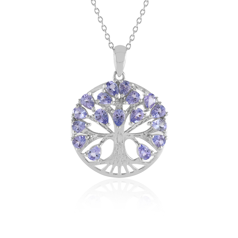 Tansanit-Silberhalskette