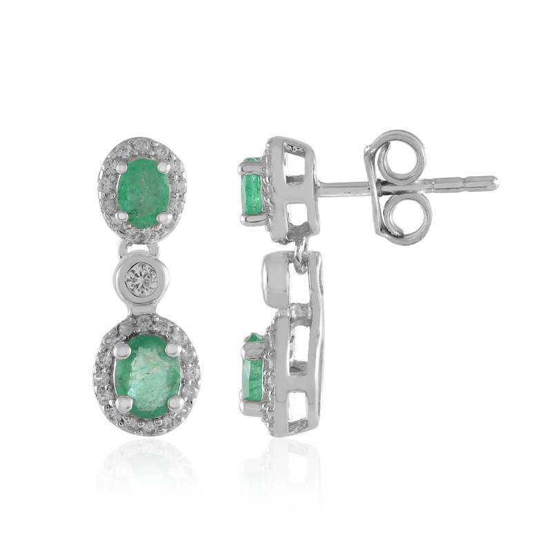 Sambia-Smaragd-Silberohrringe