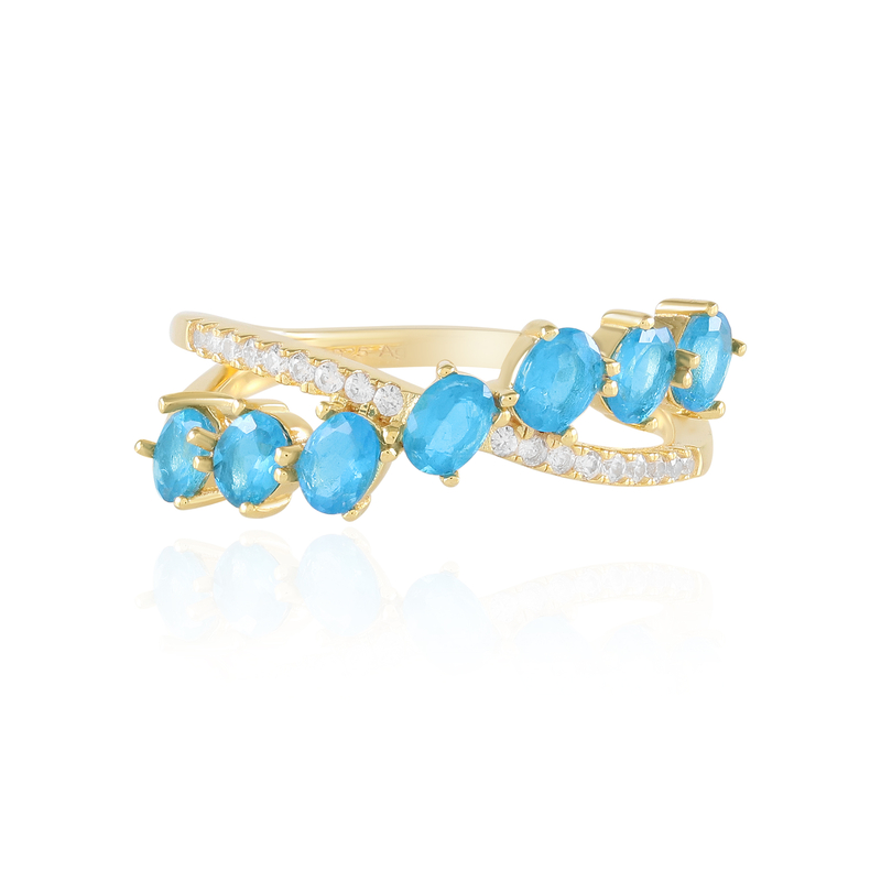 Neonblauer Apatit-Silberring