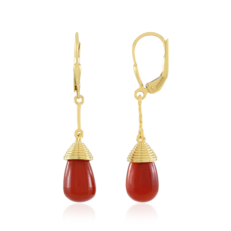 Roter Onyx-Silberohrringe (MONOSONO COLLECTION)