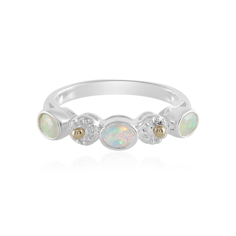 Welo-Opal-Silberring mit Gold (Granulieren)