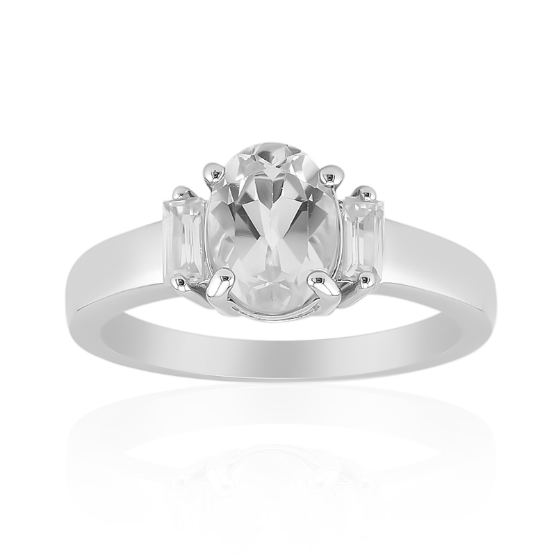 Weißer Topas-Silberring