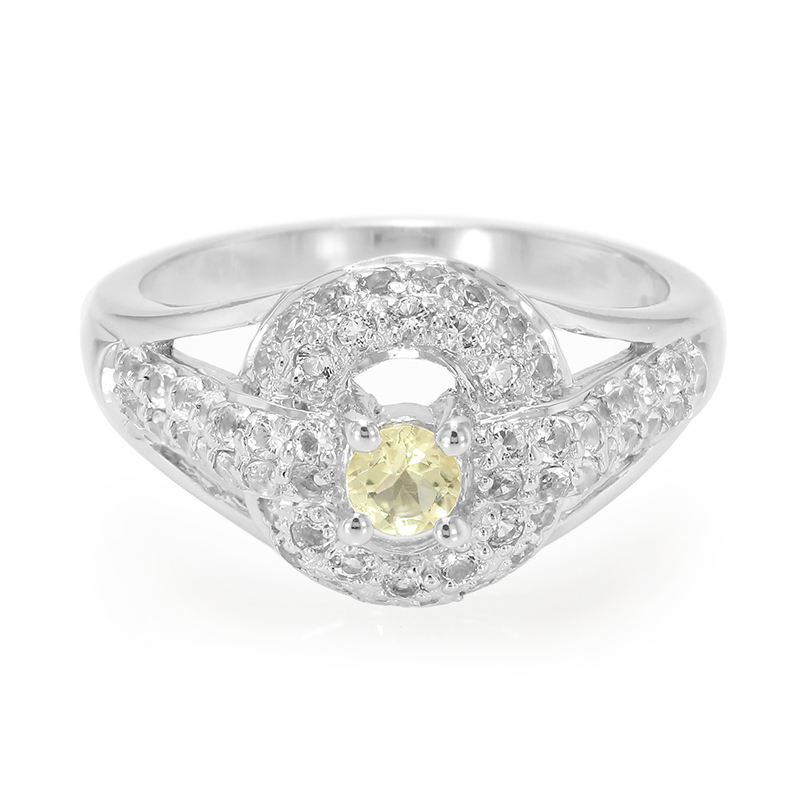 Neongelber Danburit-Silberring