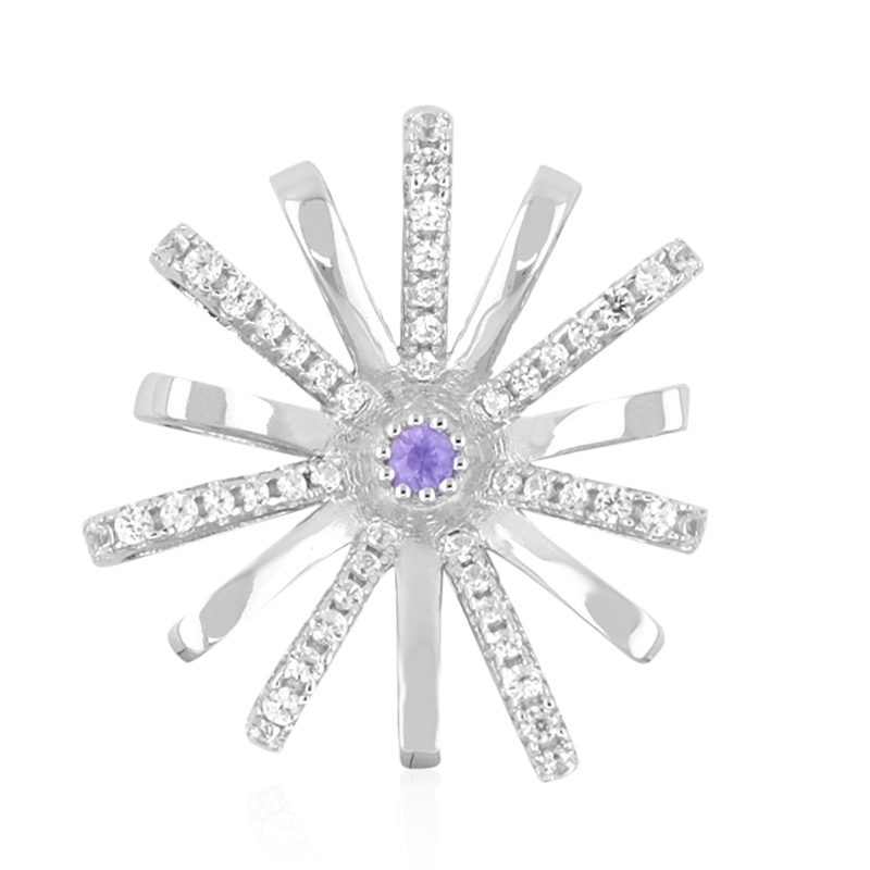 Nicht erhitzter Purpurfarbener Ceylon-Saphir-Silberanhänger